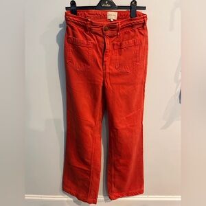 Sezane Trousers Women’s Size 40 Pink Flared Cotton Pants